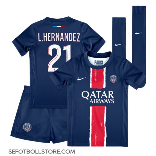 Paris Saint-Germain Lucas Hernandez #21 Replika babykläder Hemmaställ Barn 2024-25 Kortärmad (+ korta byxor)